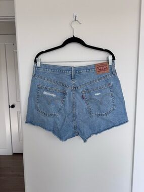 Levi's Light Blue Frayed Hem Denim Shorts